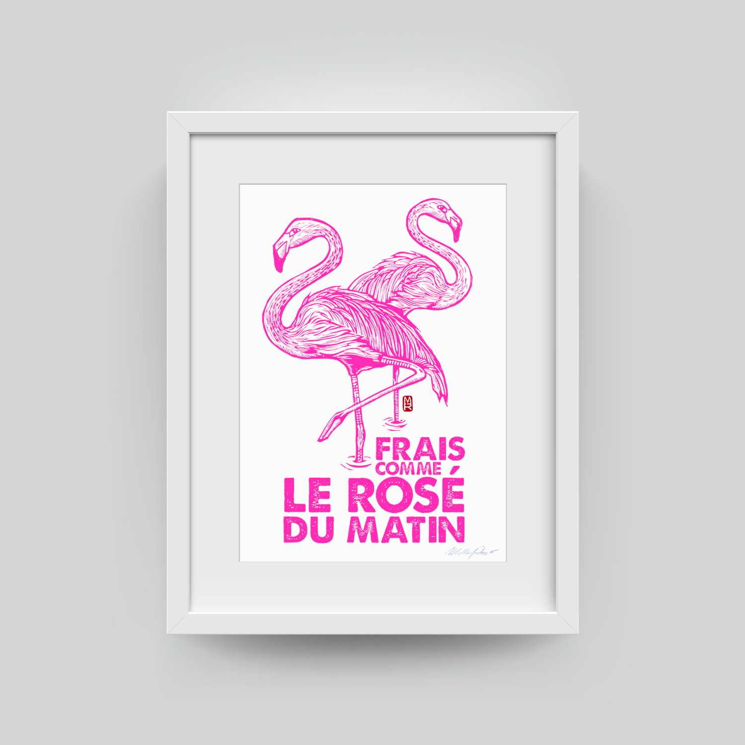 Sérigraphie Frais comme le rosé du matin de Melle Roze