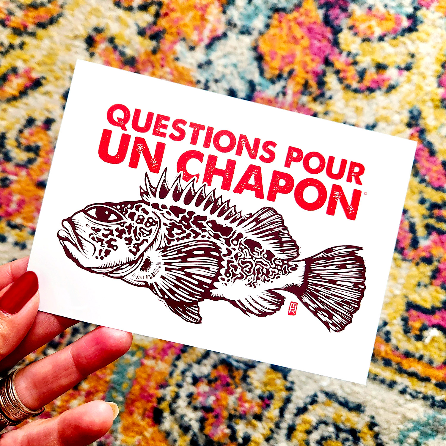 Carte postale questions pour un chapon de Melle Roze