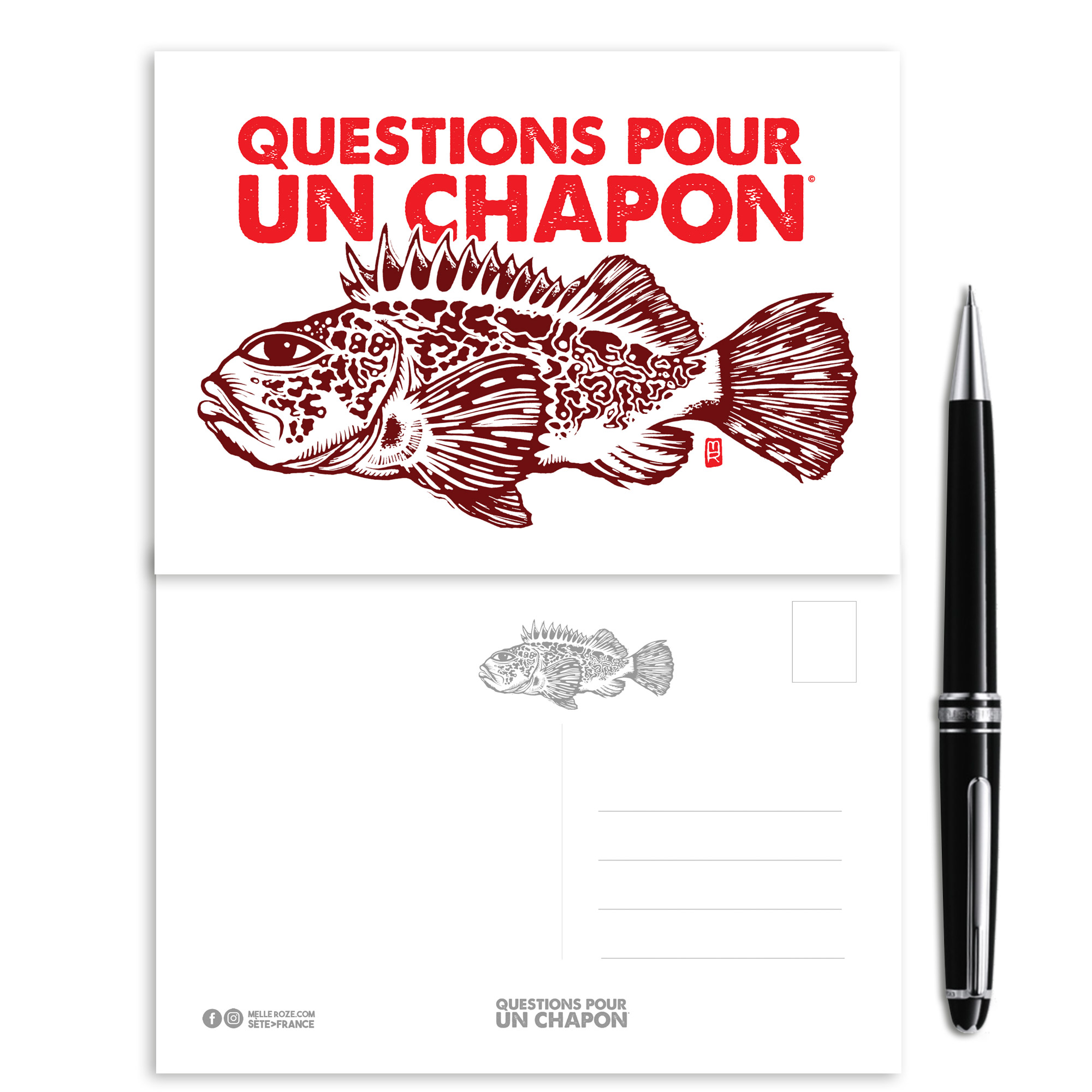 Carte postale questions pour un chapon de Melle Roze