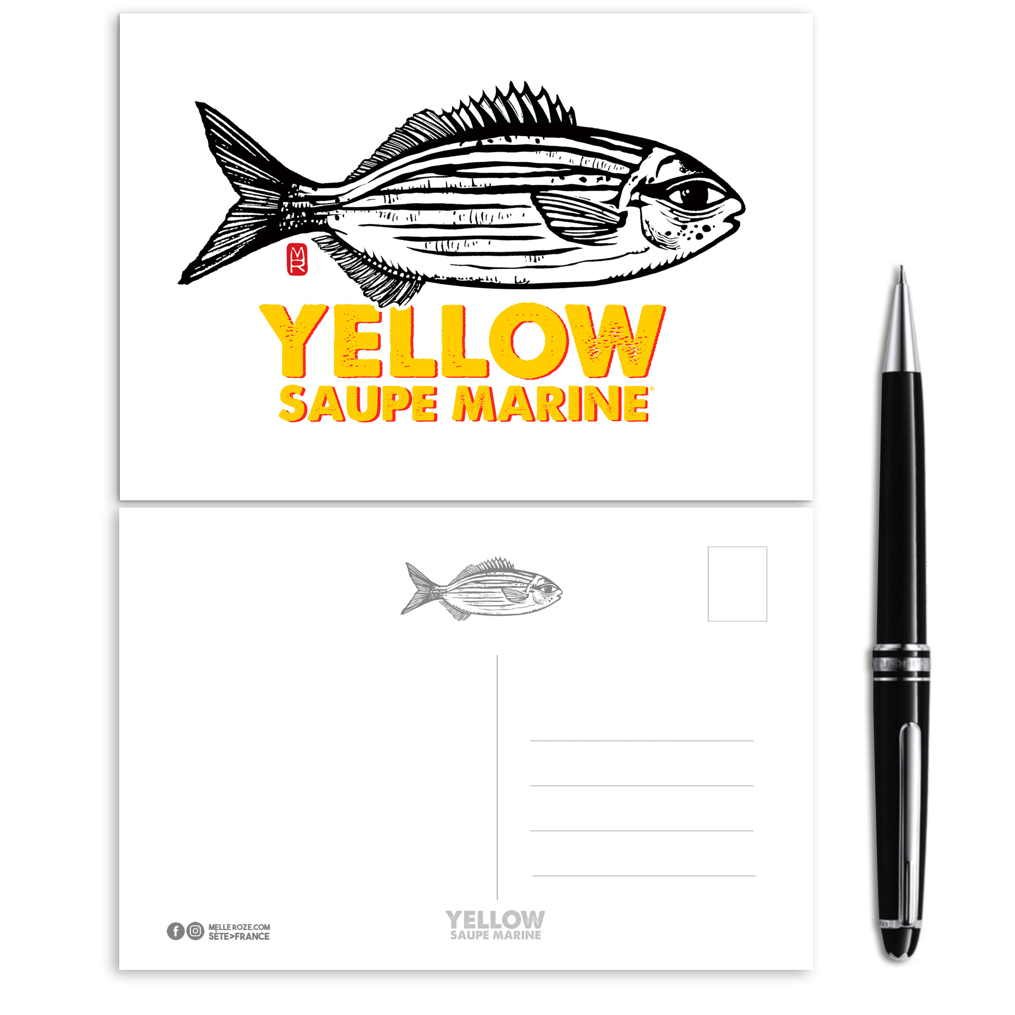 Carte postale Yellow Saupe marine de Melle Roze