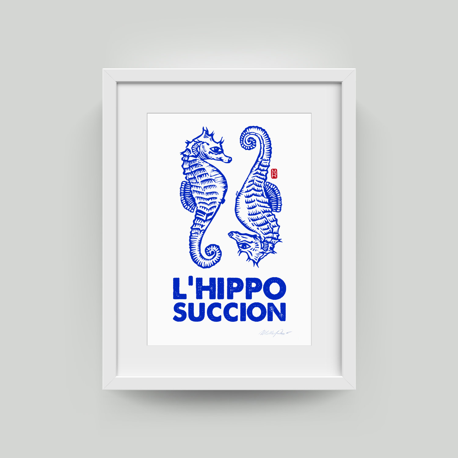 Sérigraphie l'hippo succion de Melle Roze