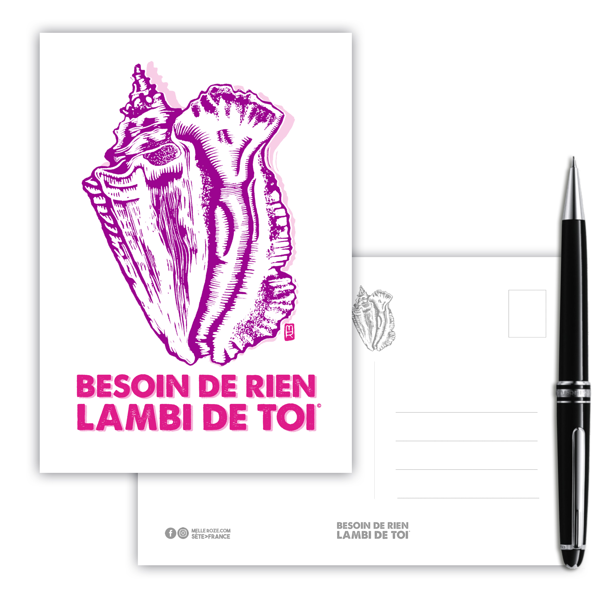 Carte postale besoin de rien lambi de toi de Melle Roze